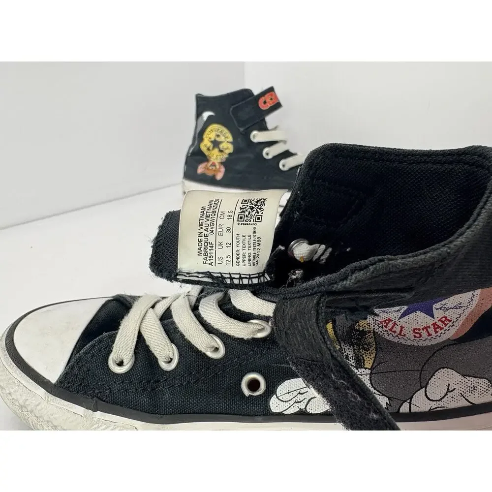 Converse x Tom and Jerry Chuck Taylor All Star HI Black youth Shoes Is 12.5